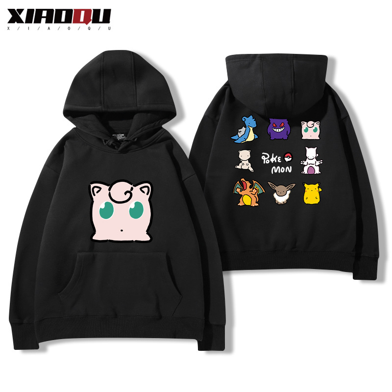 寶可夢聯名衛衣2024秋冬新款親子情侶裝薄絨款連帽衛衣