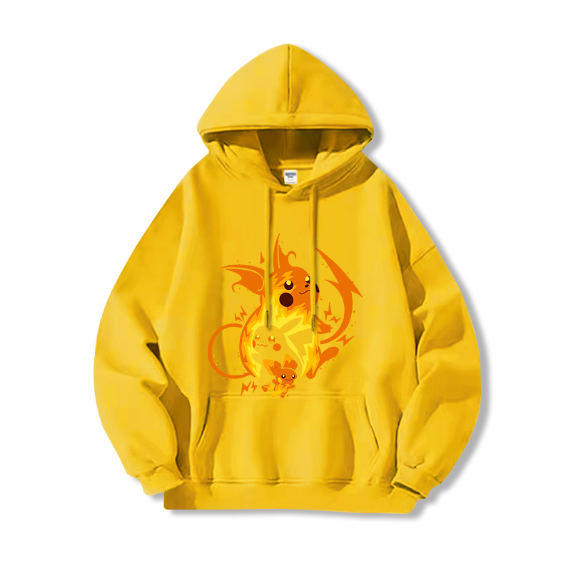 寶可夢 聯名衛衣2024秋冬新款親子情侶裝薄絨款連帽衛衣