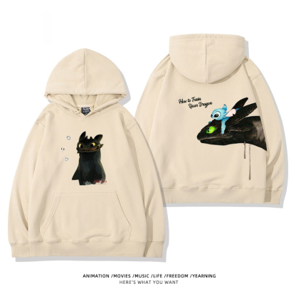 馴龍高手聯名史迪仔 2024秋冬新款親子情侶裝薄絨款連帽衛衣
