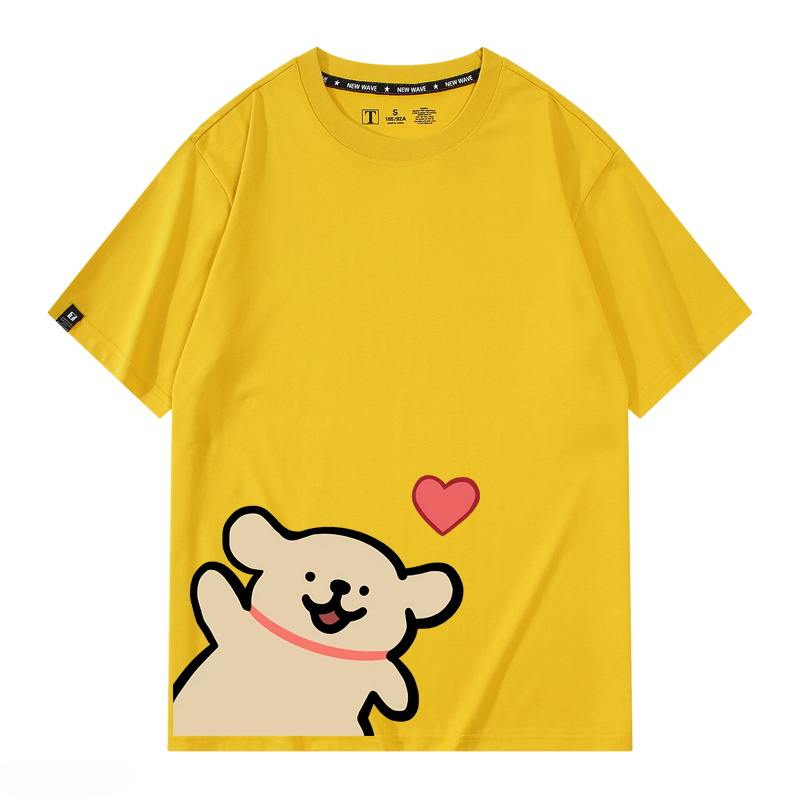 線條小狗 2024親子情侶男女同款 純棉T恤