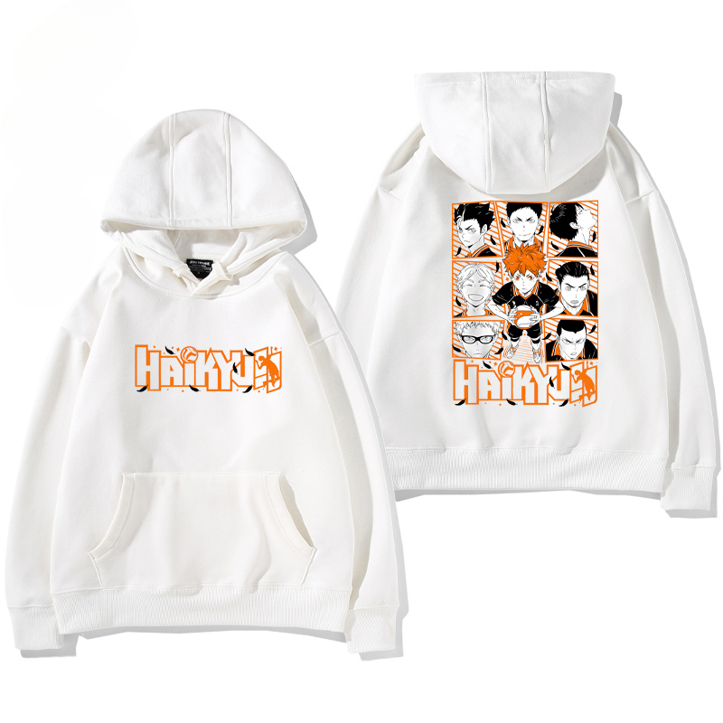 排球少年聯名衛衣2024秋冬新款親子情侶裝薄絨款連帽衛衣