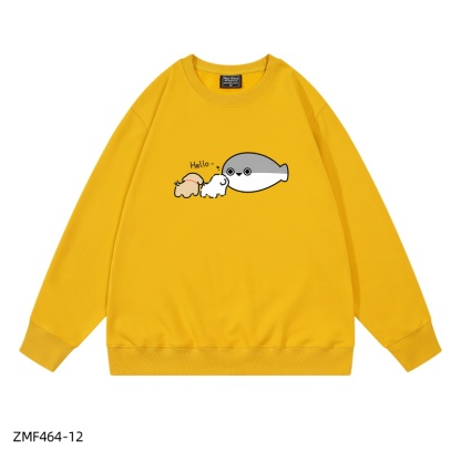 線條小狗X薩卡班聯名衛衣2024秋冬新款親子情侶裝薄絨款連帽衛衣