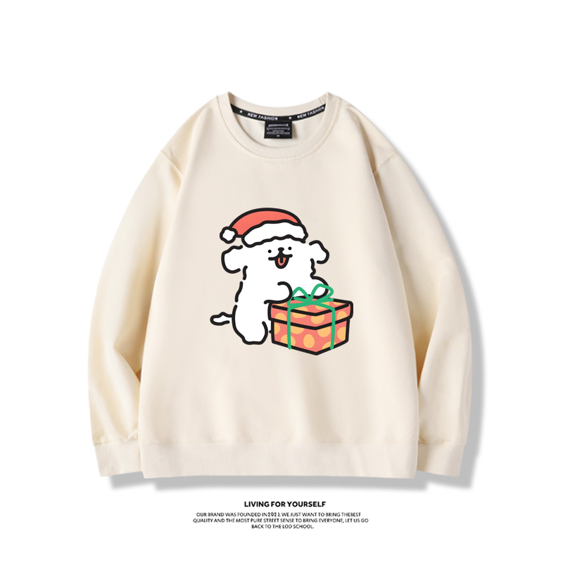 線條小狗聯名聖誕2023親子情侶裝 圓領長袖