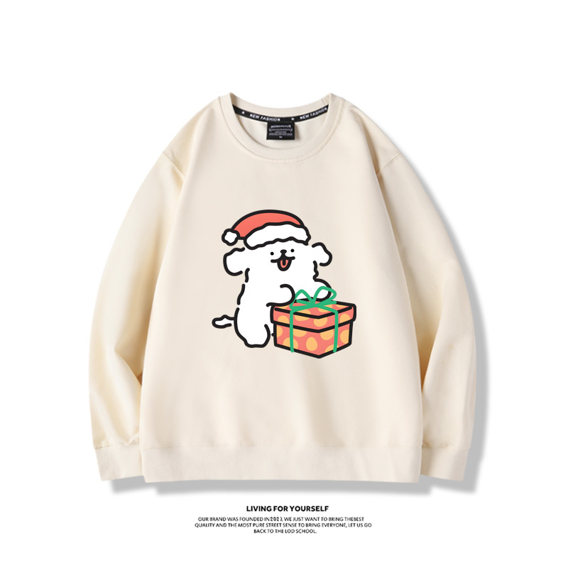 線條小狗聯名聖誕2023親子情侶裝 圓領長袖