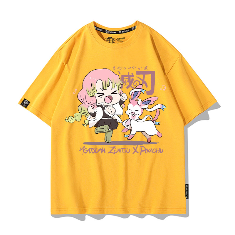 鬼滅之刃x精靈寶可夢 2025情侶男親子女同款 印花短袖T恤