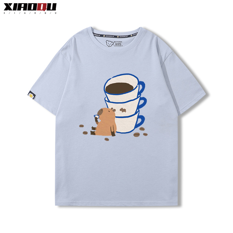 卡皮巴拉 2024親子情侶男女同款 純棉T恤