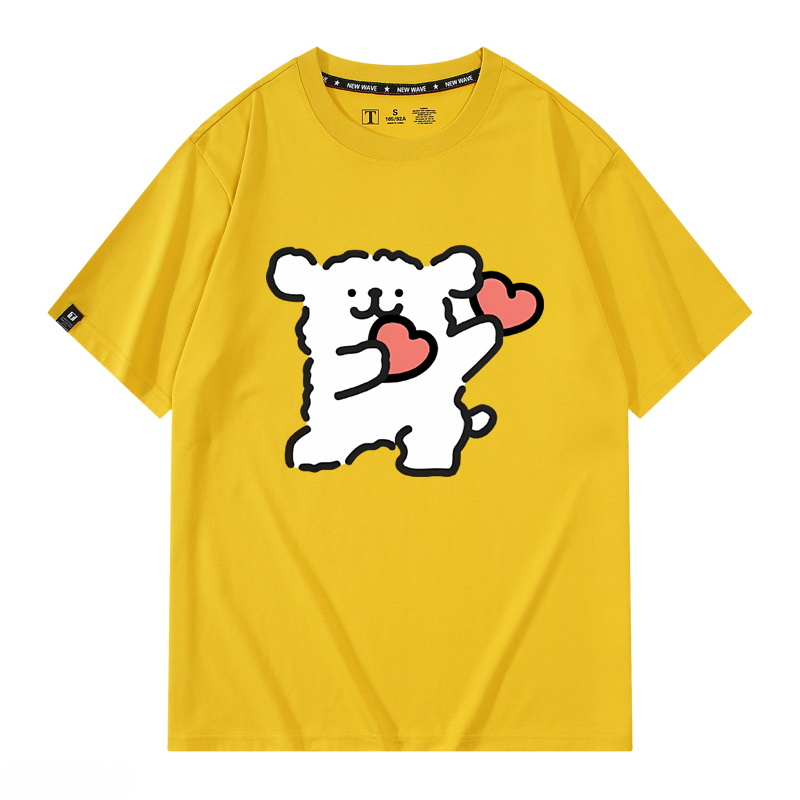 線條小狗 2024親子情侶男女同款 純棉T恤