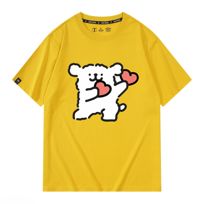 線條小狗 2024親子情侶男女同款 純棉T恤