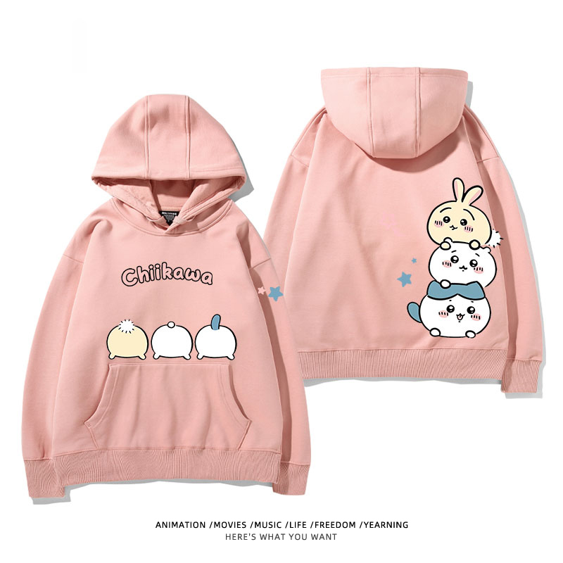 chiikawa 2024秋冬新款親子情侶裝薄絨款連帽衛衣