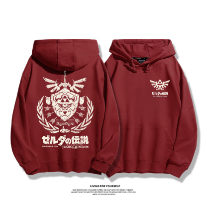 薩爾達傳說王國之淚聯名衛衣2023秋冬新款親子情侶裝薄絨款連帽衛衣