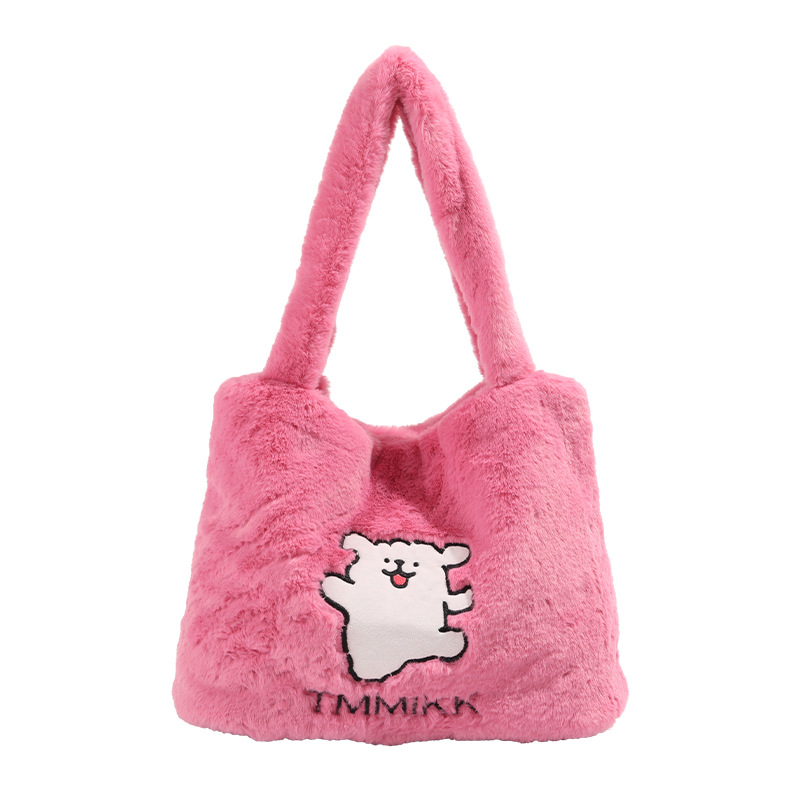 STARRY&DREAM正品線條小狗毛毛包手提包2024新品毛絨絨單肩包女