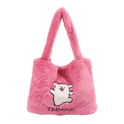 STARRY&DREAM正品線條小狗毛毛包手提包2024新品毛絨絨單肩包女