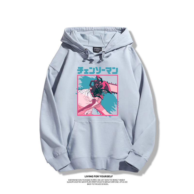 鏈鋸人聯名衛衣2023秋冬新款親子情侶裝薄絨款連帽衛衣