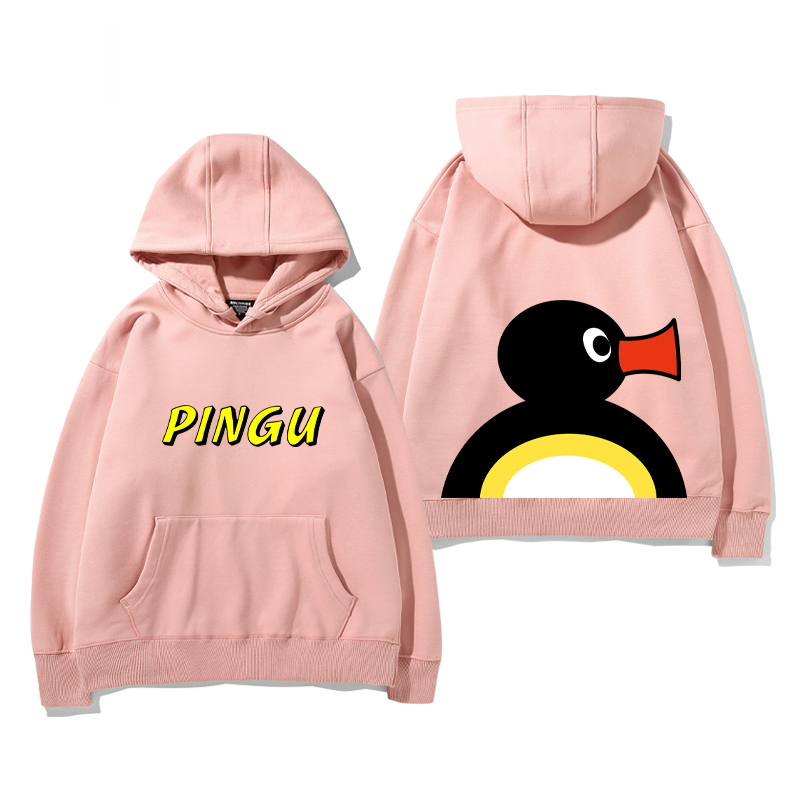 企鵝家族PINGU 聯名衛衣2024秋冬新款親子情侶裝薄絨款連帽衛衣