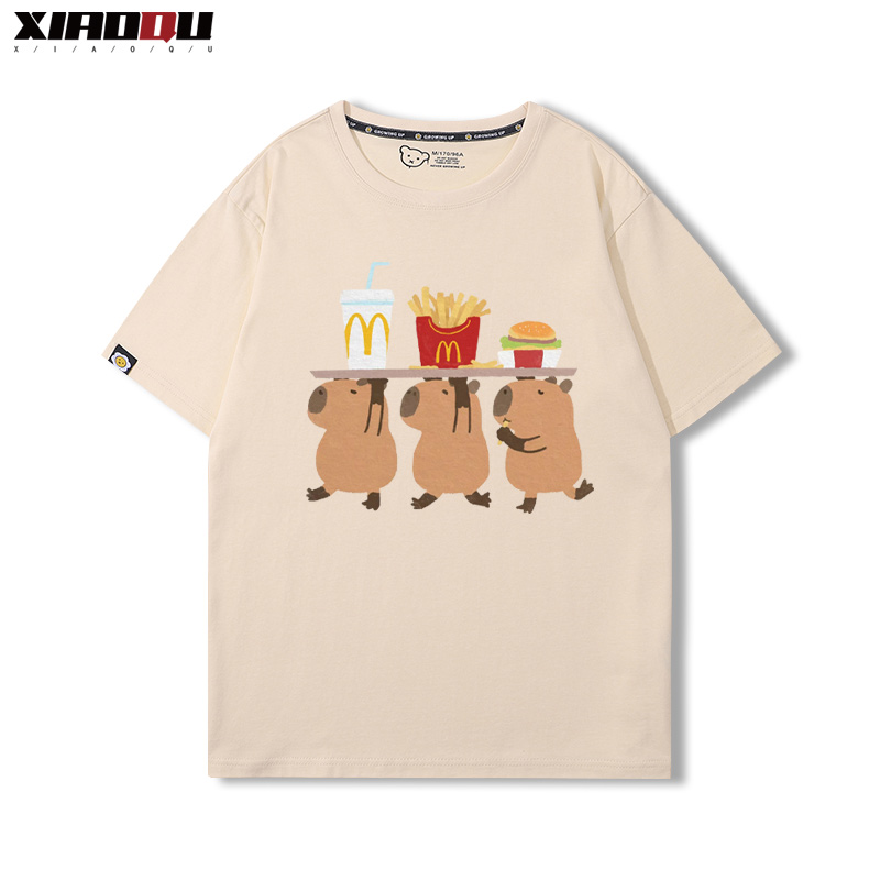 卡皮巴拉 2024親子情侶男女同款 純棉T恤