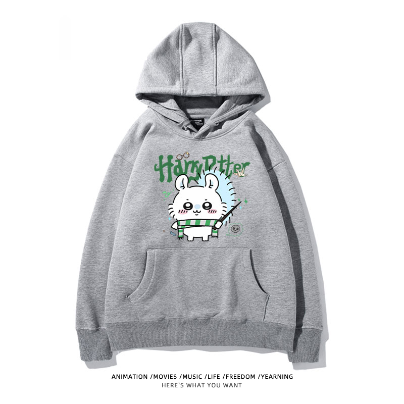 Chiikawa聯名衛衣2024秋冬新款親子情侶裝薄絨款連帽衛衣