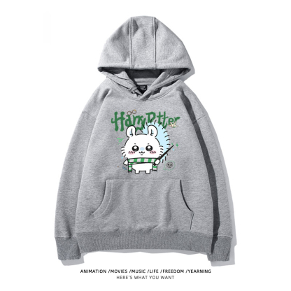 Chiikawa聯名衛衣2024秋冬新款親子情侶裝薄絨款連帽衛衣