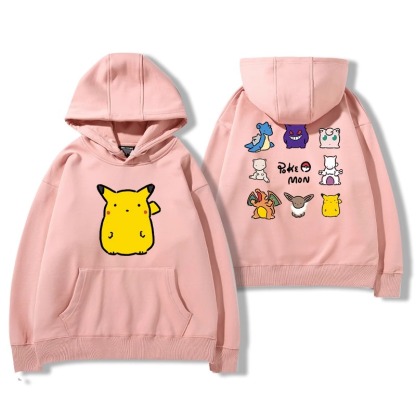 寶可夢聯名衛衣2024秋冬新款親子情侶裝薄絨款連帽衛衣