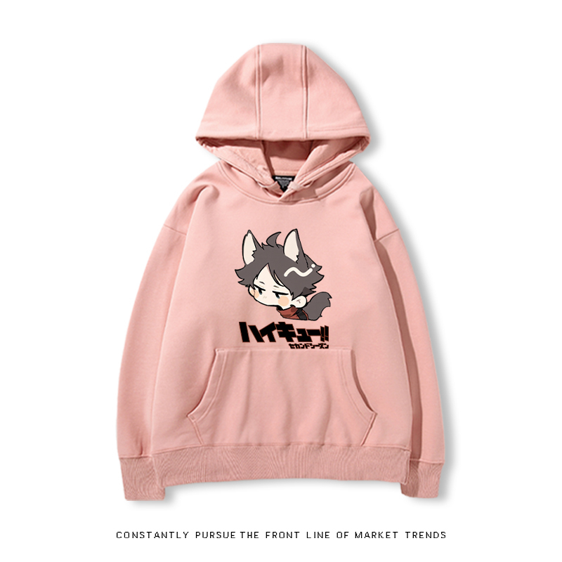 排球少年聯名衛衣2024秋冬新款親子情侶裝薄絨款連帽衛衣