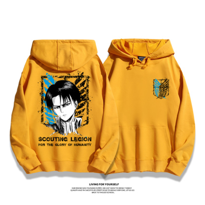 進擊的巨人聯名衛衣2023秋冬新款親子情侶裝薄絨款連帽衛衣