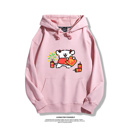 線條小狗聯名衛衣2023秋冬新款親子情侶裝薄絨款連帽衛衣