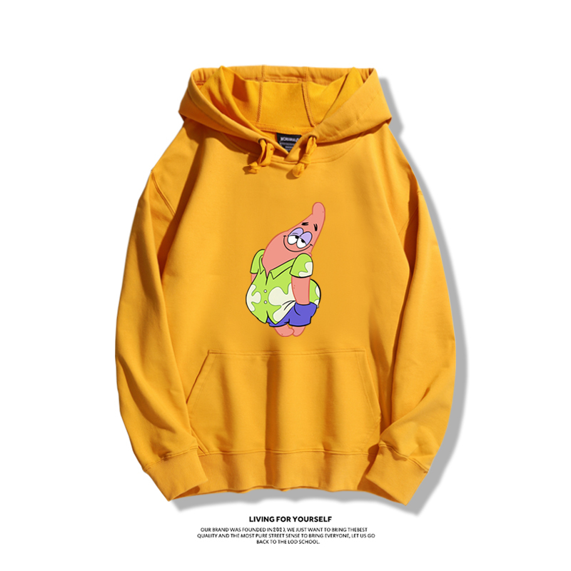 派大星聯名衛衣2024秋冬新款親子情侶裝薄絨款連帽衛衣