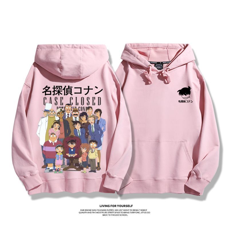 名偵探柯南聯名衛衣2024秋冬新款親子情侶裝薄絨款連帽衛衣
