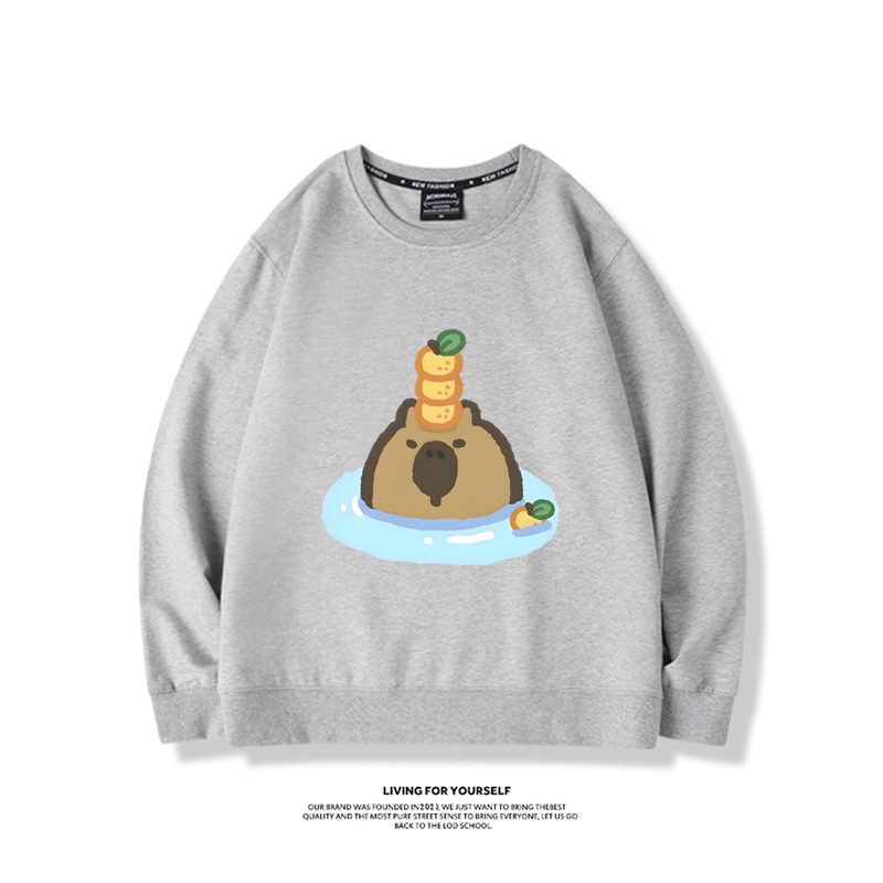 卡皮巴拉水豚2024親子情侶裝 圓領長袖