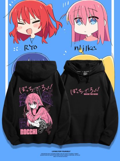 孤獨搖滾聯名衛衣2023秋冬新款親子情侶裝薄絨款連帽衛衣