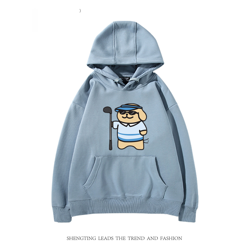 線條小狗 2024秋冬新款親子情侶裝薄絨款連帽衛衣