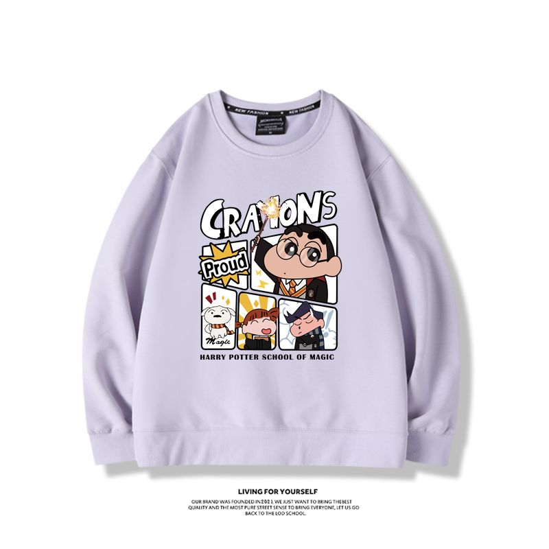 蠟筆小新聯名哈利波特2024親子情侶裝 圓領長袖