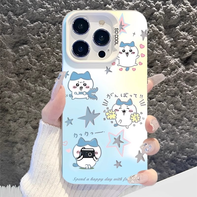 chiikawa 動漫彩銀線條漸變防摔手機殼