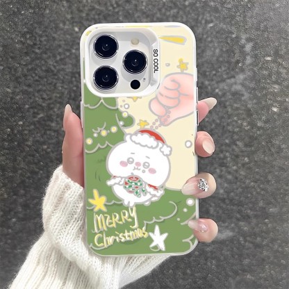 chiikawa 動漫彩銀線條漸變防摔手機殼