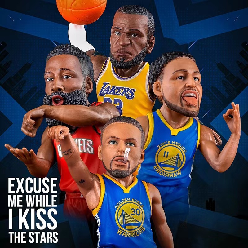 NBA籃球明星 詹姆斯庫裡哈登湯姆森 Q版人偶雕像
