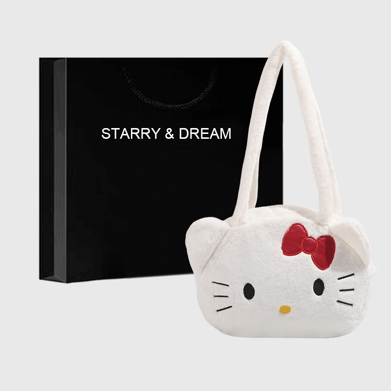 STARRY&DREAM正品2024新款日系毛茸茸斜跨包可愛凱蒂貓卡通手提包
