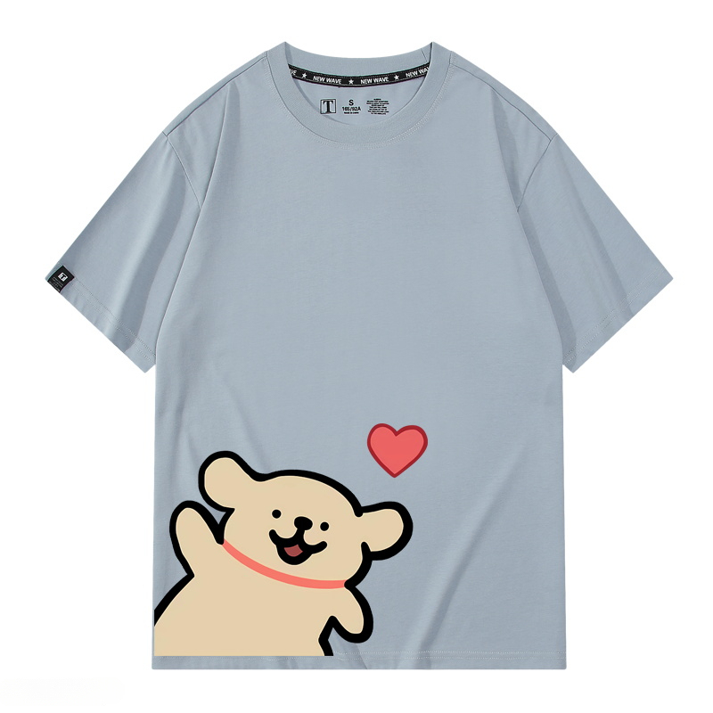 線條小狗 2024親子情侶男女同款 純棉T恤