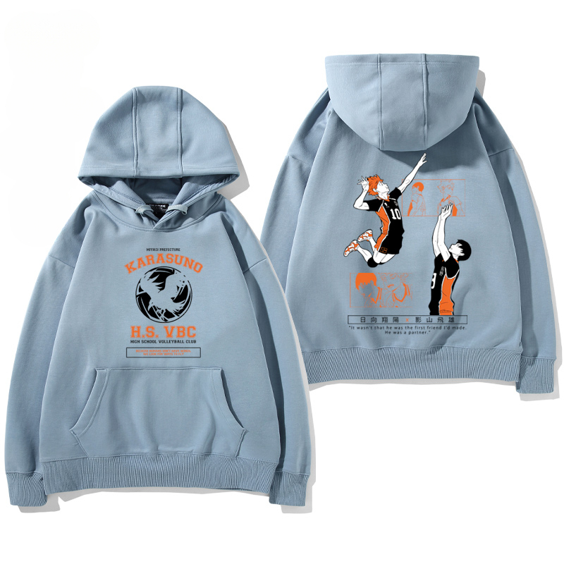 排球少年聯名衛衣2024秋冬新款親子情侶裝薄絨款連帽衛衣