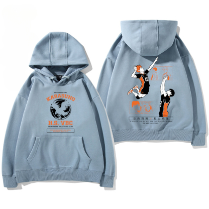 排球少年聯名衛衣2024秋冬新款親子情侶裝薄絨款連帽衛衣