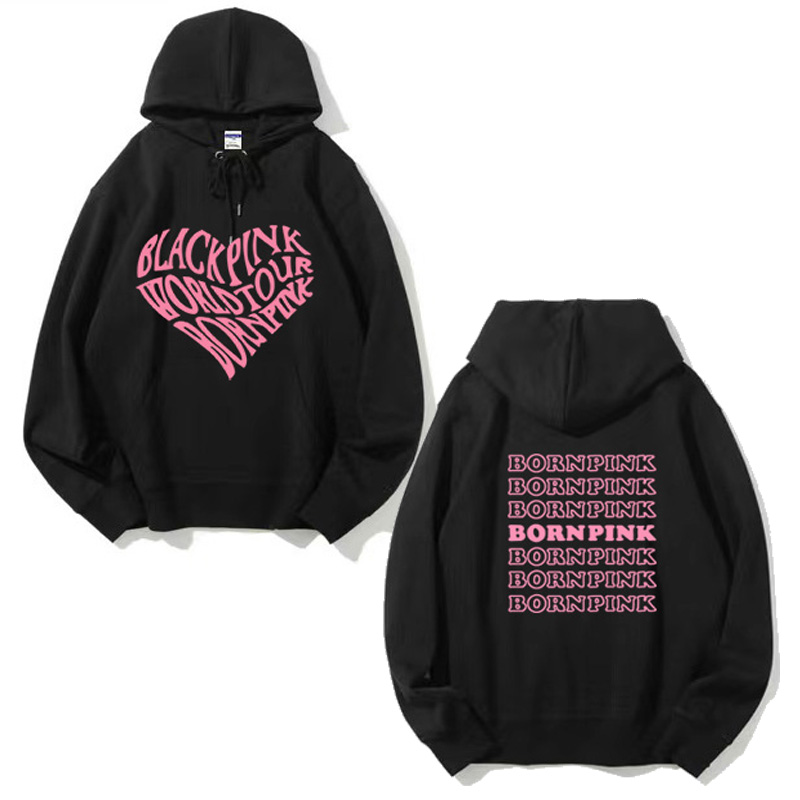 BLACKPINK演唱會Lisa愛心 寬鬆百搭 秋冬款 寬鬆連帽衛衣