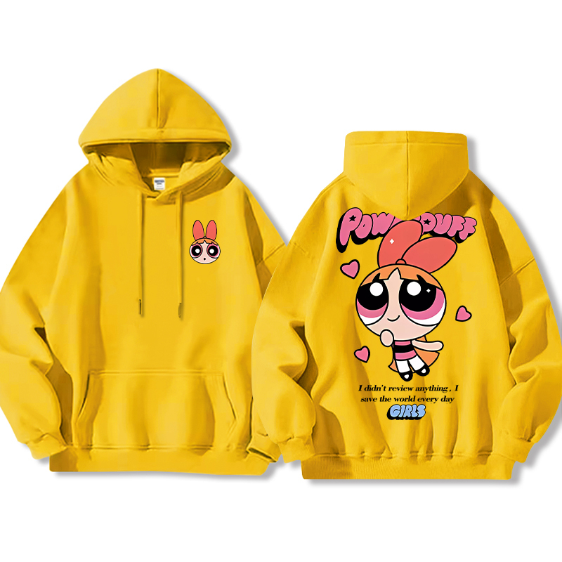 飛天小女警聯名衛衣女衛衣2024秋冬新款親子情侶裝薄絨款連帽衛衣