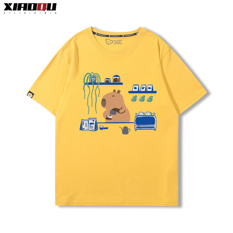 卡皮巴拉 2024親子情侶男女同款 純棉T恤