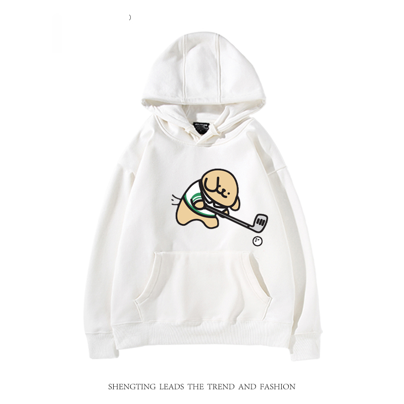 線條小狗 2024秋冬新款親子情侶裝薄絨款連帽衛衣