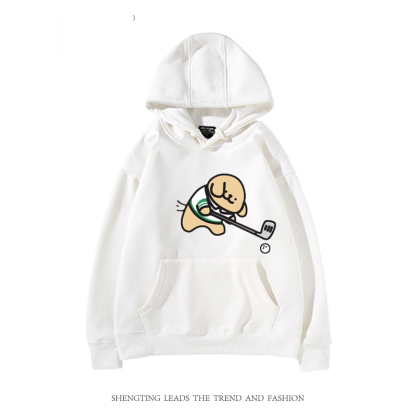 線條小狗 2024秋冬新款親子情侶裝薄絨款連帽衛衣