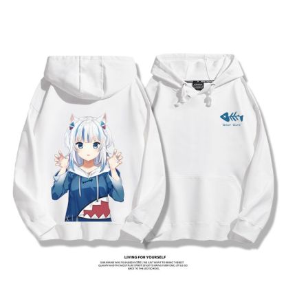 Gawr Gura聯名衛衣2023秋冬新款親子情侶裝薄絨款連帽衛衣