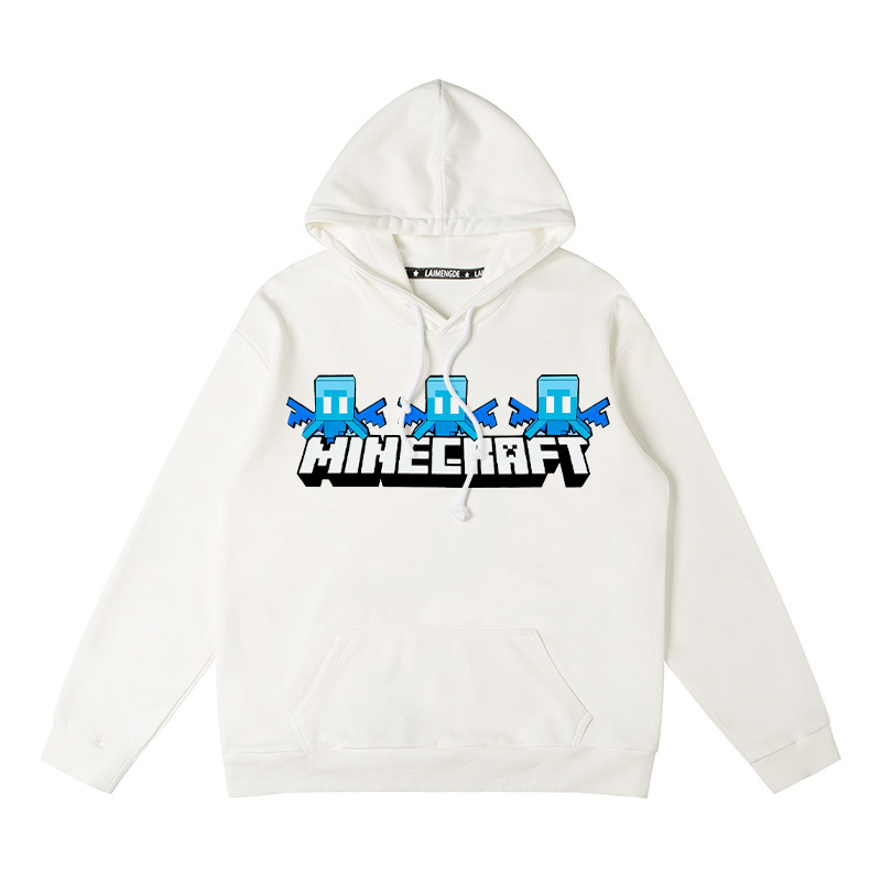 Minecraft我的世界聯名衛衣2024秋冬新款親子情侶裝薄絨款連帽衛衣