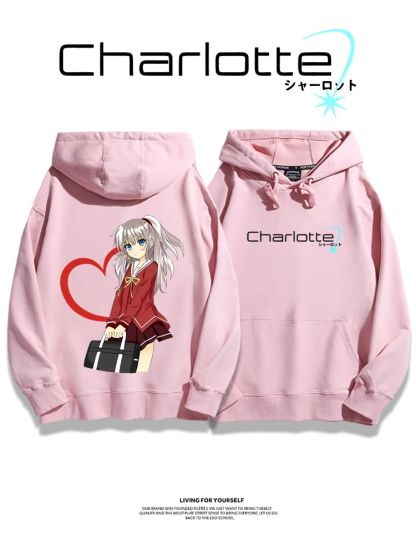 Charlotte聯名衛衣2024秋冬新款親子情侶裝薄絨款連帽衛衣