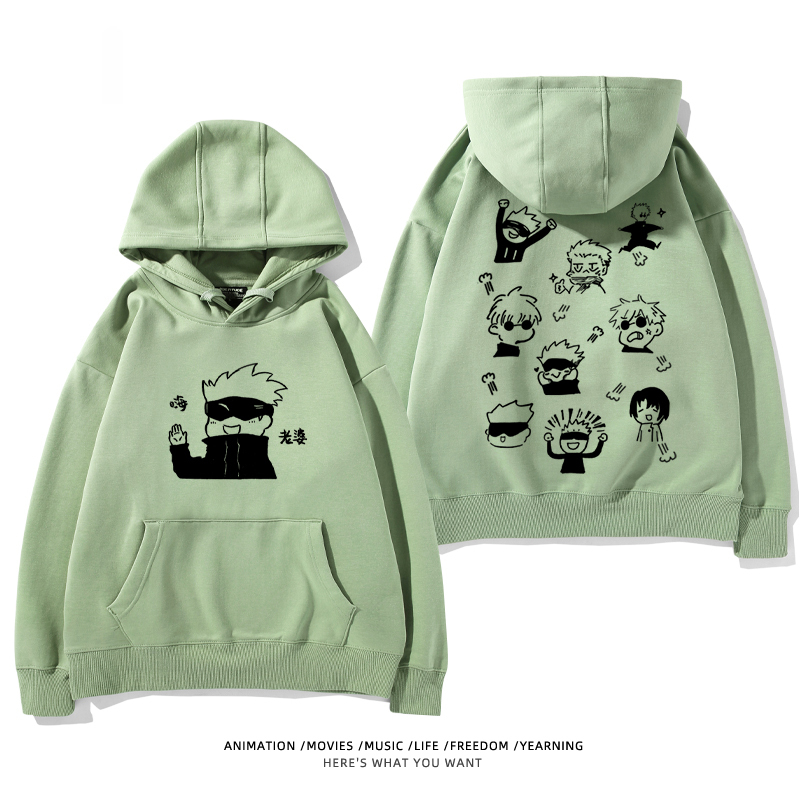 咒術迴戰聯名衛衣2024秋冬新款親子情侶裝薄絨款連帽衛衣