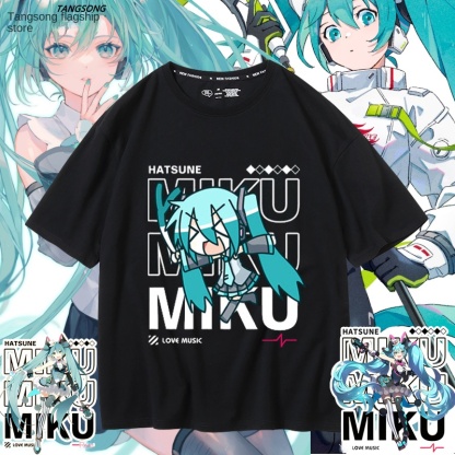 初音未來聯名衛衣2024秋冬新款親子情侶裝薄絨款連帽衛衣