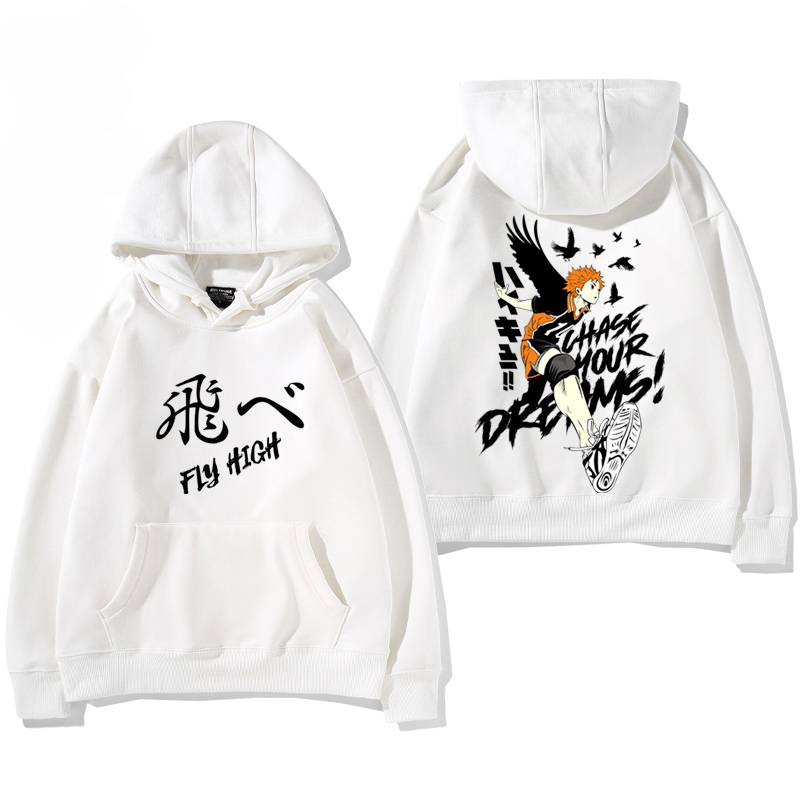 排球少年聯名衛衣2024秋冬新款親子情侶裝薄絨款連帽衛衣