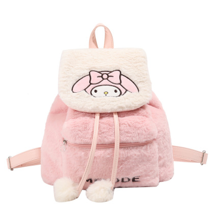 STARRY&DREAM正品毛絨雙肩包休閒2024新款大容量可愛背包毛茸茸包